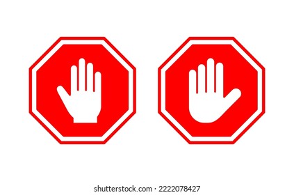 Stop icon vector for web and mobile app. stop road sign. hand stop sign and symbol. Do not enter stop red sign with hand