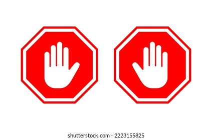 Stop icon vector for web and mobile app. stop road sign. hand stop sign and symbol. Do not enter stop red sign with hand