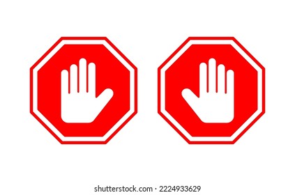 Stop icon vector for web and mobile app. stop road sign. hand stop sign and symbol. Do not enter stop red sign with hand