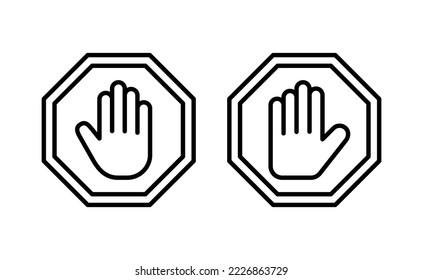 Stop icon vector for web and mobile app. stop road sign. hand stop sign and symbol. Do not enter stop red sign with hand