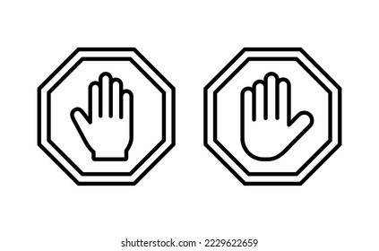 Stop icon vector for web and mobile app. stop road sign. hand stop sign and symbol. Do not enter stop red sign with hand