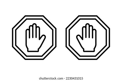 Stop icon vector for web and mobile app. stop road sign. hand stop sign and symbol. Do not enter stop red sign with hand
