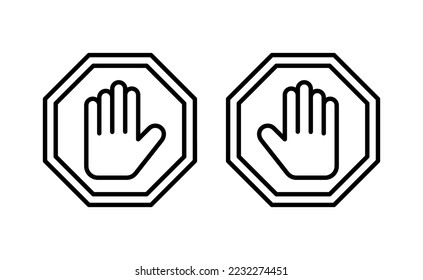 Stop icon vector for web and mobile app. stop road sign. hand stop sign and symbol. Do not enter stop red sign with hand