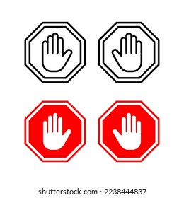 Stop icon vector for web and mobile app. stop road sign. hand stop sign and symbol. Do not enter stop red sign with hand