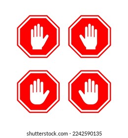 Stop icon vector for web and mobile app. stop road sign. hand stop sign and symbol. Do not enter stop red sign with hand