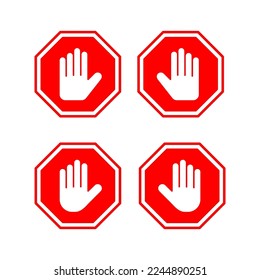 Stop icon vector for web and mobile app. stop road sign. hand stop sign and symbol. Do not enter stop red sign with hand