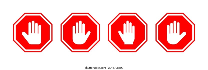 Stop icon vector for web and mobile app. stop road sign. hand stop sign and symbol. Do not enter stop red sign with hand