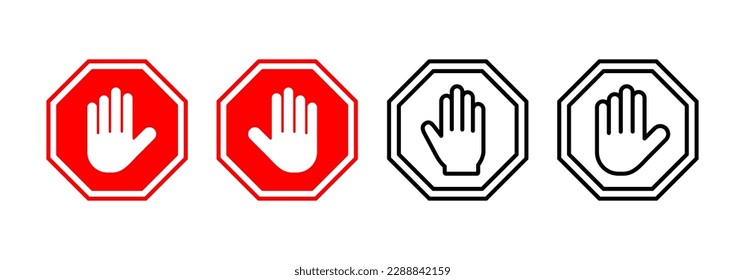 Stop icon vector for web and mobile app. stop road sign. hand stop sign and symbol. Do not enter stop red sign with hand