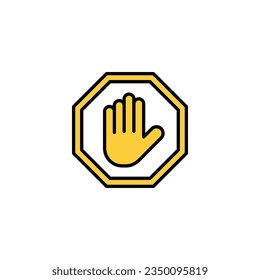 Stop icon vector for web and mobile app. stop road sign. hand stop sign and symbol. Do not enter stop red sign with hand