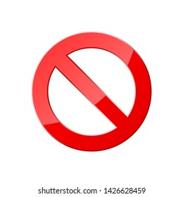 Stop icon for web and app. Red crossed circle. Ban sticker pictogram. Vector illustration isolated on white background