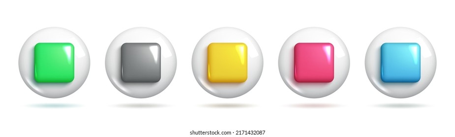 Stop icons. 3d realistic sets of stop icons and buttons for minimal and creative designs. 3d Sets of Vector Elements.