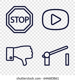Stop icons set. set of 4 stop outline icons such as dislike, barrier, stop