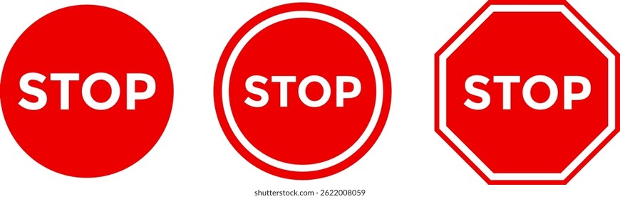 Detener iconos. Símbolo de advertencia. Símbolo de tráfico. señal de advertencia regulatoria. sin allanamiento
