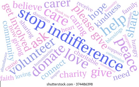 Stop Indifference word cloud on a white background. 