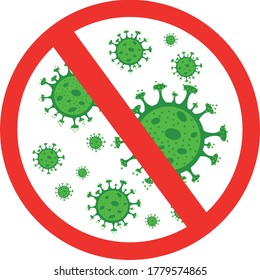 Stop the infection by corona virus. Stop kovid-19. The logo symbol is to stop the crown. Vector flat illustration