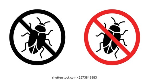 Stop insect sign vector in filled and 3 stroke weights