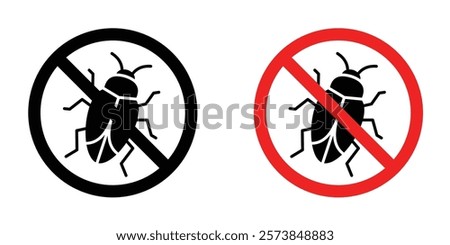 Stop insect sign vector in filled and 3 stroke weights