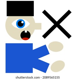 stop interfering sign, man wigh mouth open and restriction sign