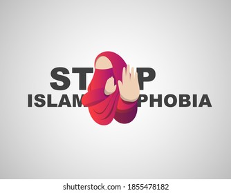 Stop Islamophobia Campaign Simple Banner Vector Illustration