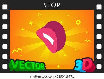Stop isometric design icon. Vector web illustration. 3d colorful concept