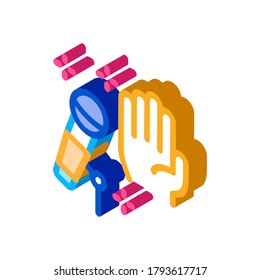 Detener el vector de iconos de Karaoke. Signo de paro isométrico de karaoke. Ilustración de símbolo aislado de color