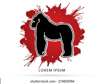 Stop Kill Gorilla, on grunge blood background , sign ,logo, symbol, icon, graphic, vector.