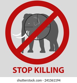 stop killing animals symbol with elephant eps10