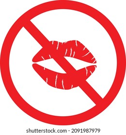 Stop Kiss Icon On White Background. No Kisses Allowed Symbol. Flat Style. 