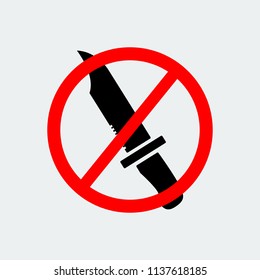 Stop Knife Weapon Icon On White Background.Vector Design