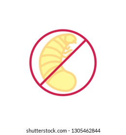 Stop larva insect flat icon, vector sign, colorful pictogram isolated on white. No larva pest symbol, logo illustration. Flat style design
