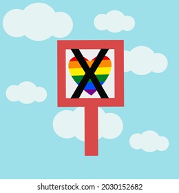 Stop LGBT flag symbol. Stop homophobia symbol. Suitable For poster.