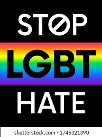 STOP LGBT HATE- Regenbogenfarben Typografie Design. Gay-Stolz-Zitate.