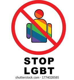 icono parar lgbt. icono lgbt que tiene símbolos coloridos. adecuado para prohibiciones y prohibiciones de advertencia.