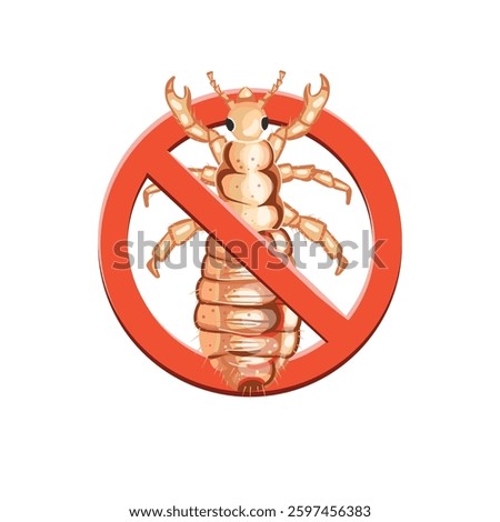 Stop lice insect. Stop insects sign. lice insect in red forbidding circle, vector