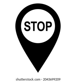 Stop and location pin on white