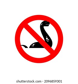 Detén al monstruo de Loch Ness. Ban Nessie. Señal roja de la carretera de prohibición.  