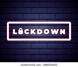 Detener el vector de signos de bloqueo del neón. Plantilla COVID Neon Design, banner ligero, cartel nocturno, publicidad nocturna brillante, inscripción ligera. Ilustración del vector