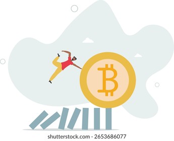 Stop loss or cut loss from Bitcoin and cryptocurrency collapse, trader technical analysis, escape or avoid investment risk.human life.