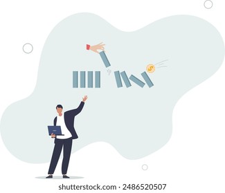 Stop loss or effort to avoid market crash or banking collapse, economic recession, problem prevention,flat design.illustration with people.