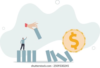 Stop loss or effort to avoid market crash or banking collapse, economic recession, problem prevention, help or rescue concept.flat design with people.