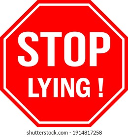 Stop lying sign. Red background. Perfect for backgrounds, backdrop, sign, symbol, icon, label, sticker, poster, banner and wallpapers. - Shutterstock ID 1914817258