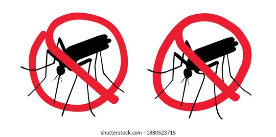 Detengan la malaria, el zika o el dengue. Cuidado, advierte a los mosquitos que beben sangre. Día mundial del mosquito. Señalización de dibujo de vector plano. Mordida de insectos, infección de sangre (enfermedad). Alerta de propagación del virus de la malaria.