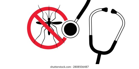 Stop malaria, zika or dengue no mosquito bite and infection. World malaria day, april. Funny vector insects for preventie. Insect virus icons or signs ideas. Warning medical attention, caution parasit