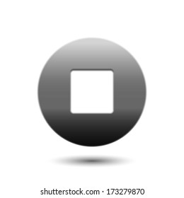 Stop - media player icon - vector app button with shadow 