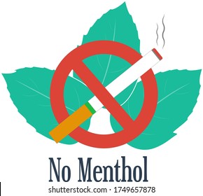 Stop Menthol Cigarettes. Vector Illustration.