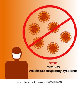 stop mers cov virus(middle east respiratory syndrome) sign and people with face mask