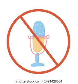 Stop mic sign icon. Restrict symbol. Vector  illustration.