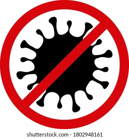 Icono de paro de microbio en un fondo blanco. Símbolo aislado del microbio de parada con estilo plano.