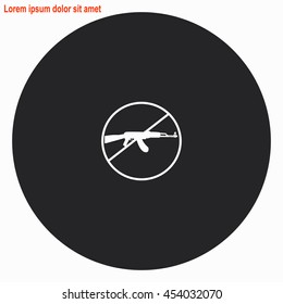 Stop of military web icon. Gray circle button with white illustration.