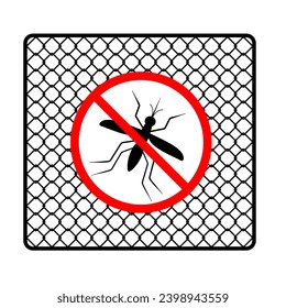 paren la ilustración de los íconos de los mosquitos con red de acero para prevenir la estación de garrapatas y la propagación del dengue y la plaga de la malaria